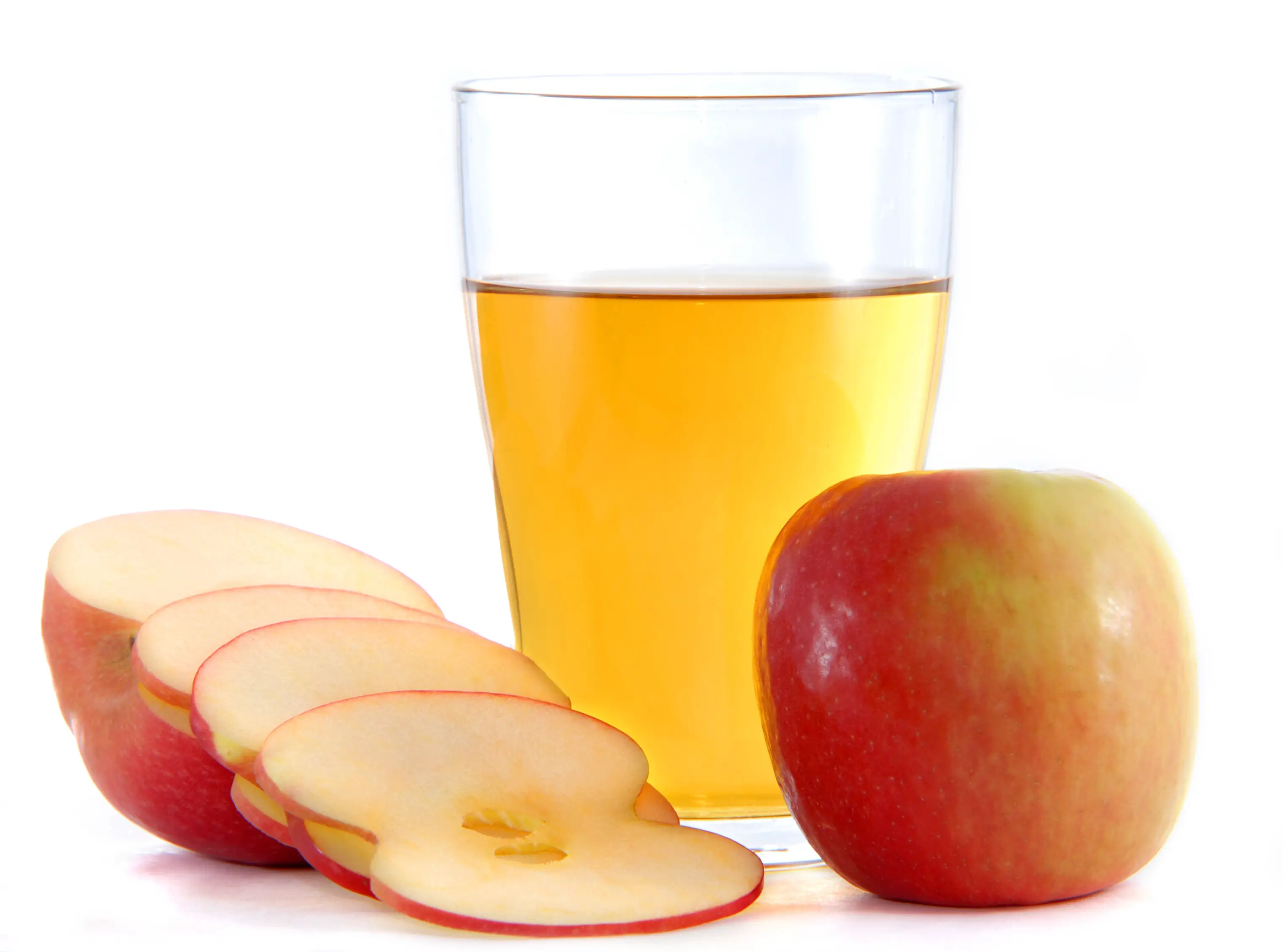 acv in glass with apples